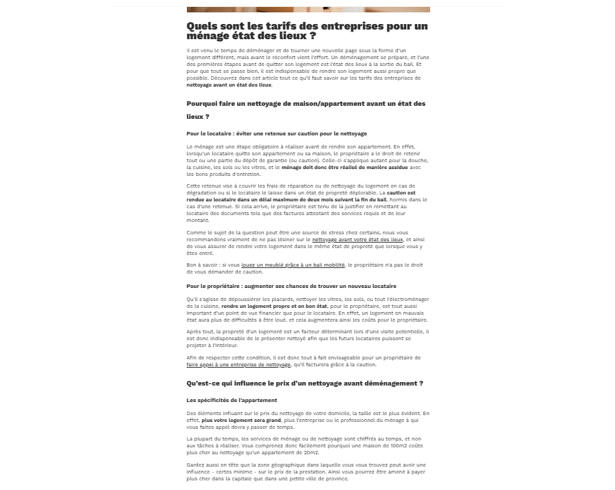 capture d'écran du texte de mes concurrents