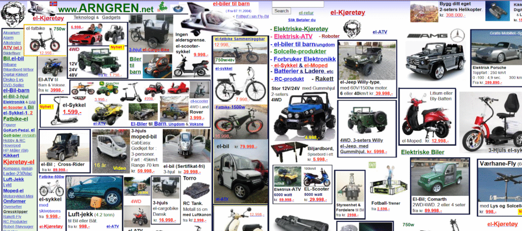 Capture d'écran d'un site qui n'a aucune page prioritaire, où tout est désorganisé sur la page d'accueil