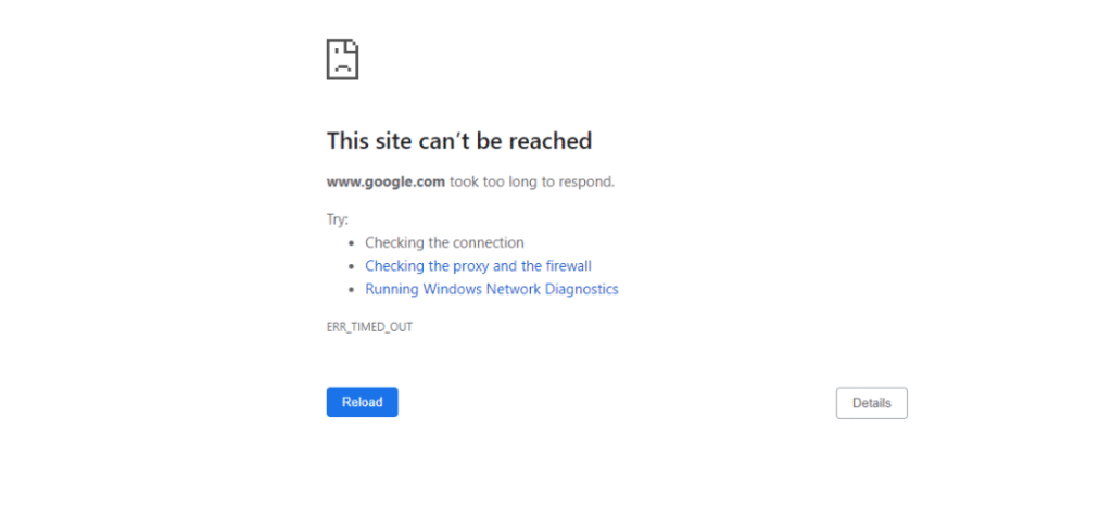 capture d'écran d'une page avec un temps de chargement trop long