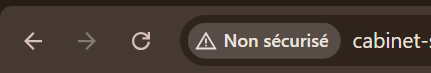 capture d'écran qui montre "non-sécurisé" dans la barre d'URL
